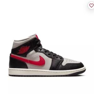 Jordan 1 mid black/gym red Men’s 9 fits a Women’s 8 & 9